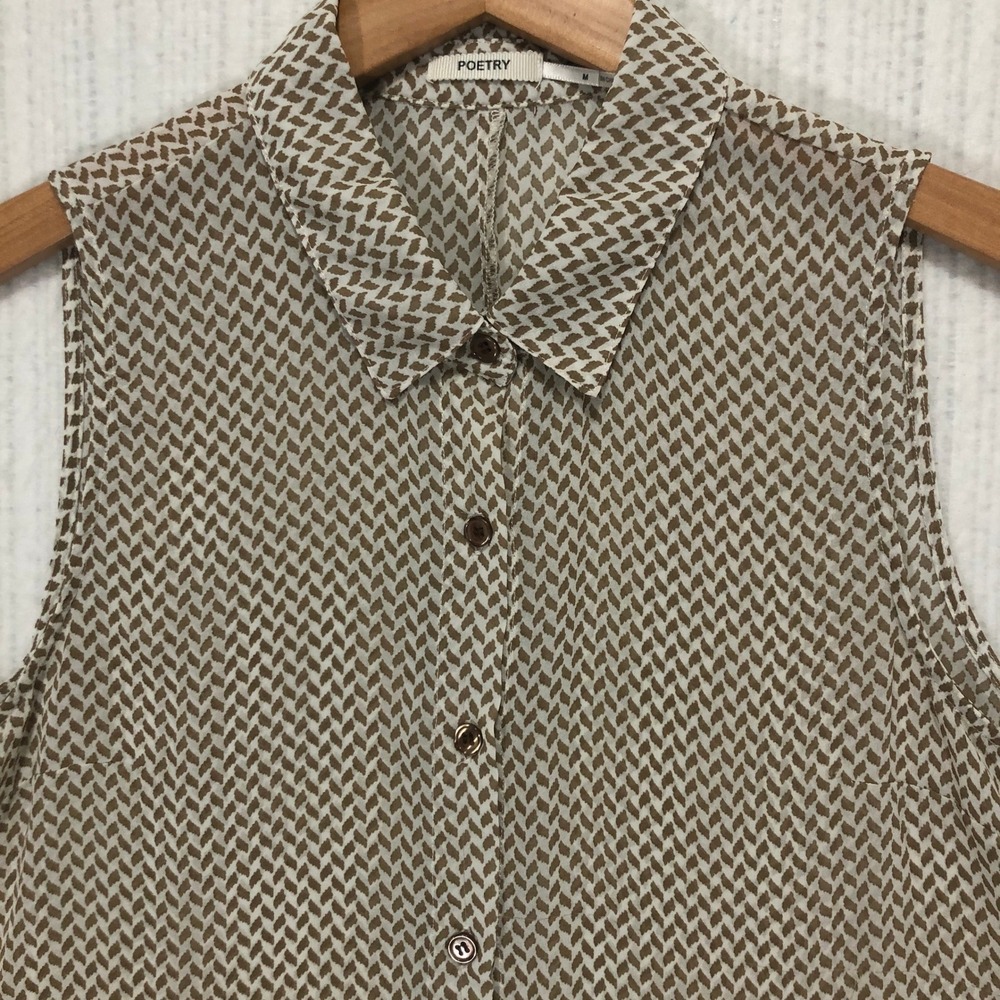 Poetry Anthropologie‎ Sleeveless Button Front Blouse Womens M Geometric Print